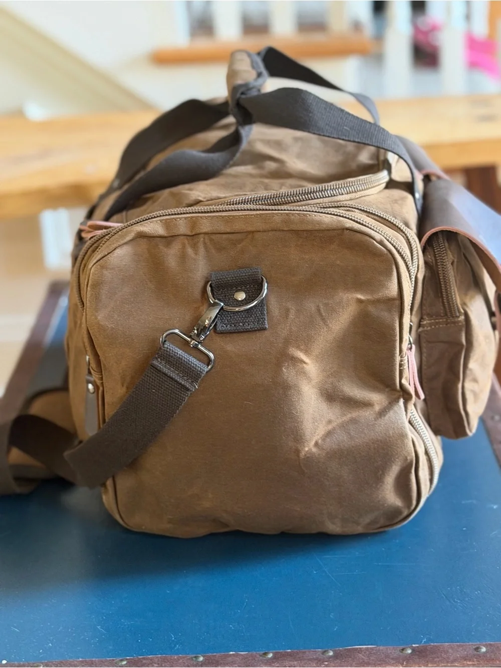Wildroad Rugged Expandable Waxed Canvas Weekender Duffel Bag